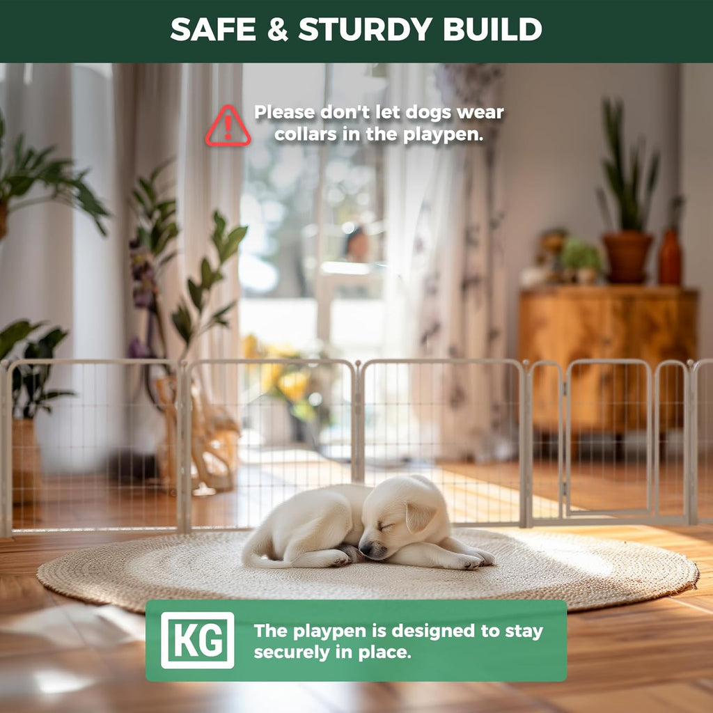 FXW Homeplus Unleashed Indoor Dog Playpen - Stress-Free and Safe Play, Heavy Duty 24 Inch 4 Wire Panels Dog Pen for Puppy and Small Dogs, White│Patented