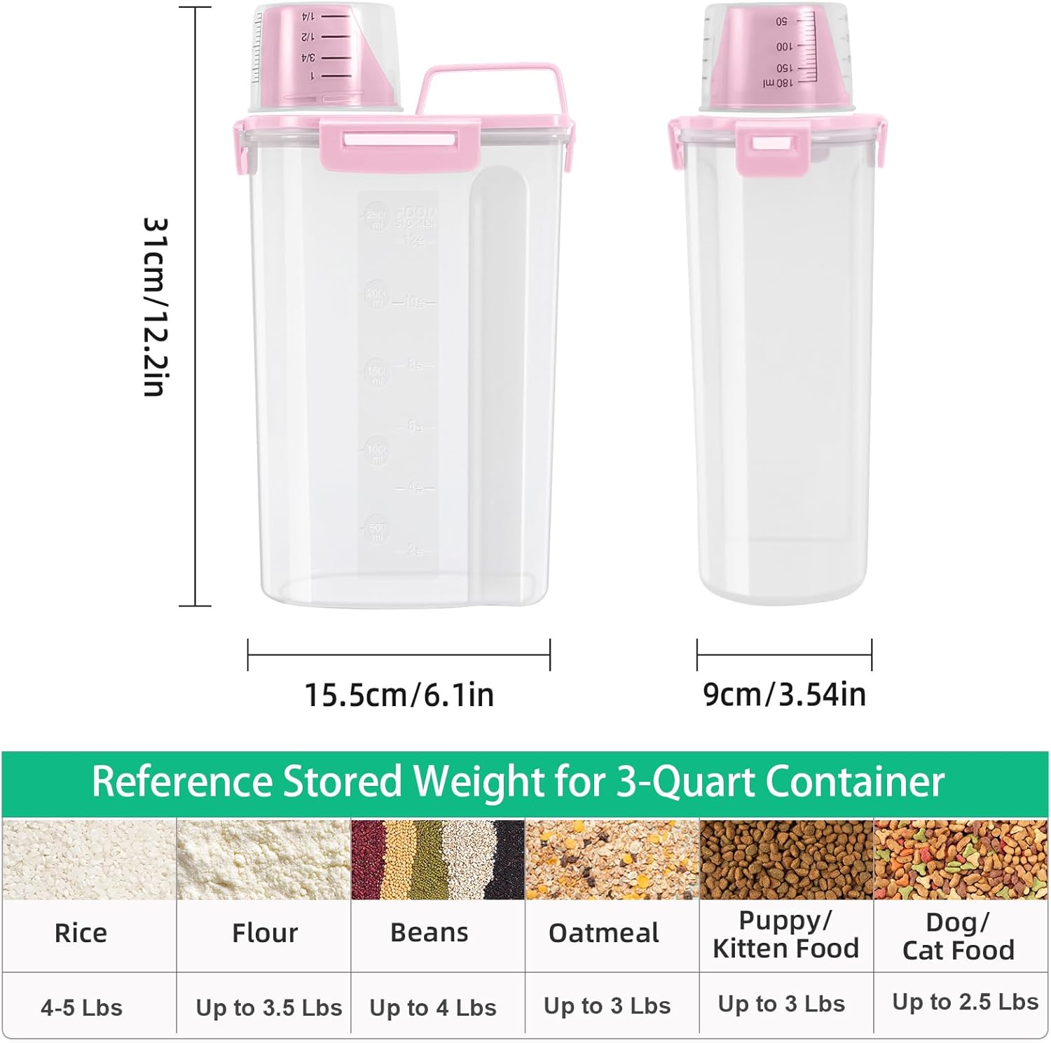 TBMax Rice Storage Container 5 Lbs, Small Airtight Dry Food Container for Flour Cereal Pasta Kitchen Pantry Organization -Red