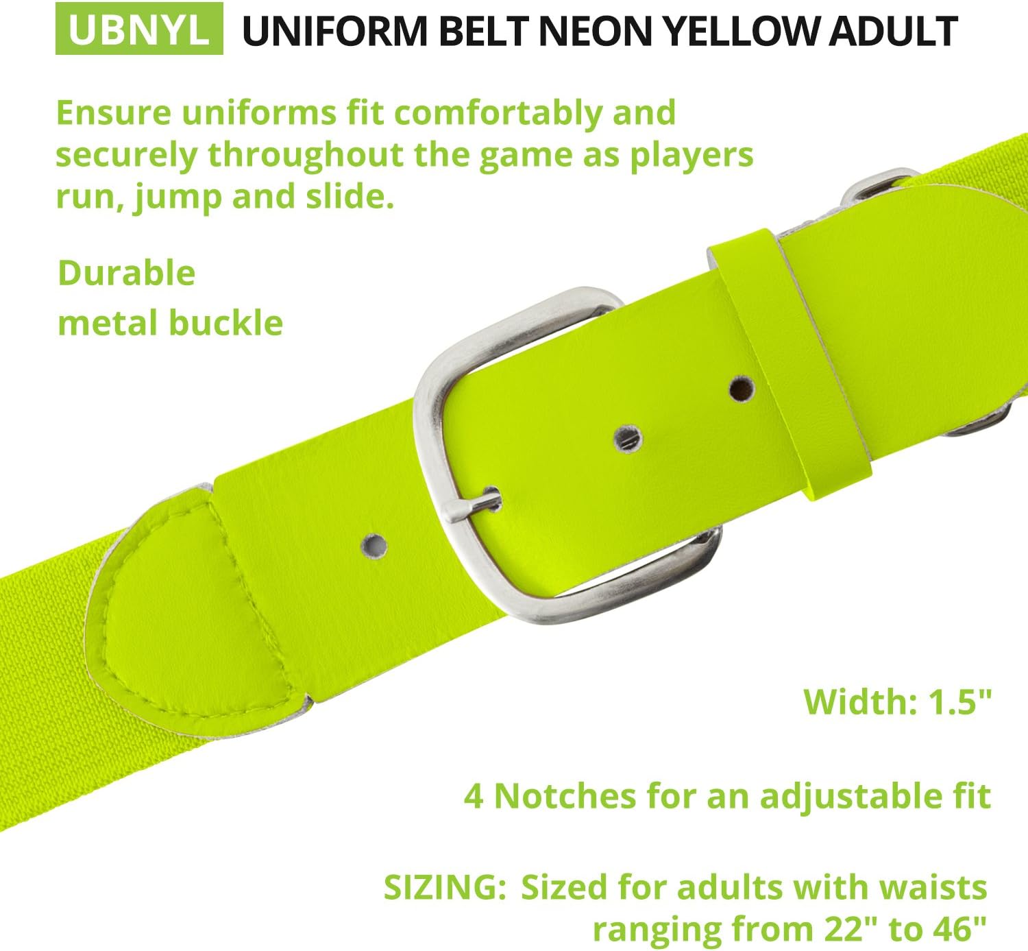 Champion Sports Baseball/Softball Uniform Belt, Comfort Stretch Fit Durable Syntex Tab - Youth & Adult Sizes, Multiple Colors