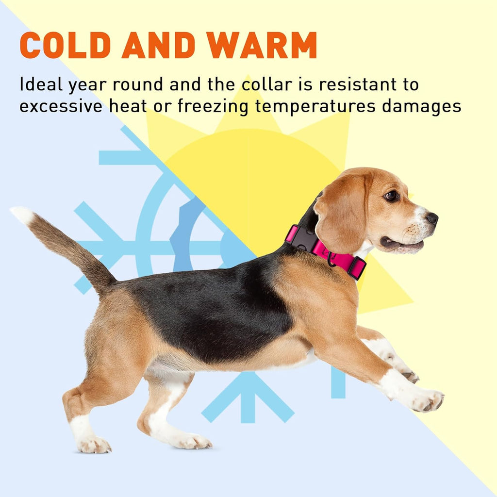 Dogline Biothane Waterproof Dog Collar with Quick Release Buckle Strong Coated Nylon Webbing with Odor- Proof for Easy Care Easy to Clean Fits Small Medium or Large Dogs, Pink 1" W 15-23" L