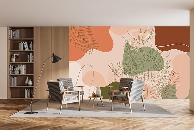 Tropical Wallpaper Abstract Botanical Leaf Wall Mural for Living Room Bedroom（Not Peel and Stick）