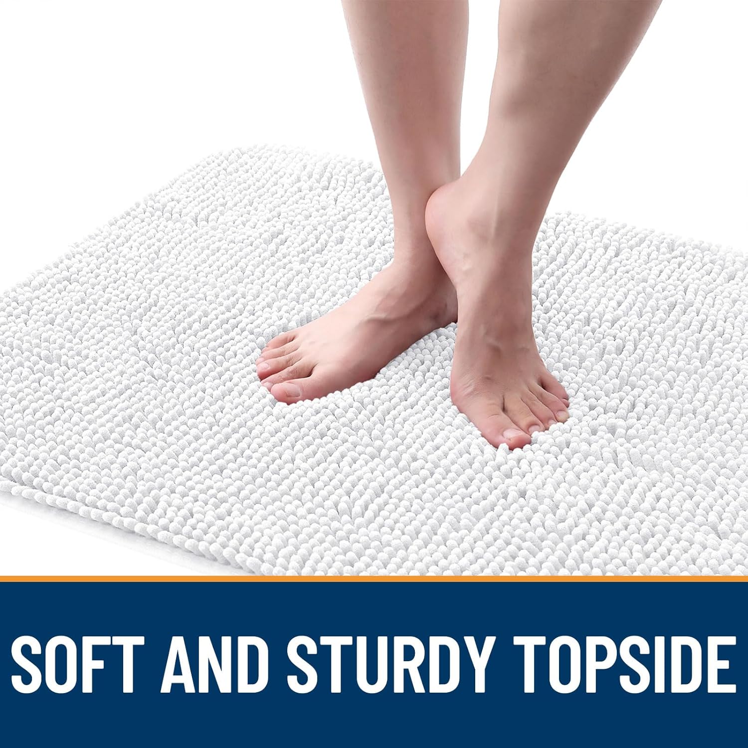 OLANLY Dog Door Mat for Muddy Paws 44x32, Absorbs Moisture and Dirt, Absorbent Non-Slip Washable Doormat, Quick Dry Chenille Mud Mat for Dogs, Entry Indoor Entryway Carpet for Inside Floor, White