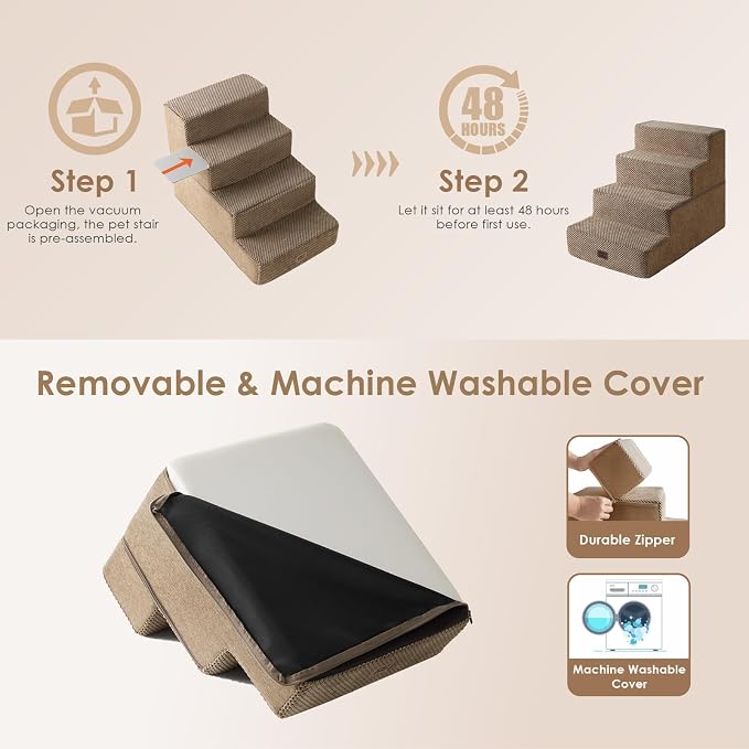 EHEYCIGA Dog Stairs for Bed 18" H, 4-Step Dog Steps for High Bed, Pet Steps for - Image 6