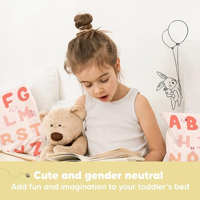 Toddler Pillow with Pillowcase - 13x18 My Little Dreamy Kids Travel Bed Pillows for Sleeping, Organic Cotton Small Pillowcase, Soft & Breathable, Machine Washable,Toddlers 2-5 years old(KeaABC Sakura)