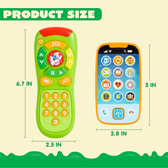 JOYIN Baby Toy Phone, Remote and Smartphone with Music, Fun Learning Musical Toys for Babies, Boys or Girls, Holiday Stocking Stuffers, Birthday Gifts for Kids, Gift for Christmas