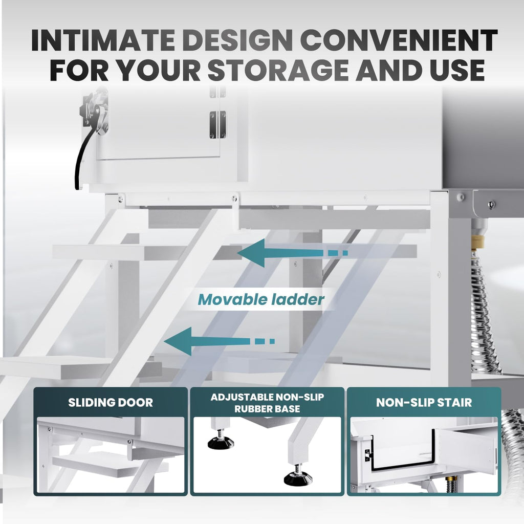 38" Dog Washing Station, Professional Stainless Steel Dog Bathing Station Dog Bathtub for Large & Medium Dog, Height Adjustable Dog Grooming Tub with Storage Basket, Movable Stair (Left Stair)