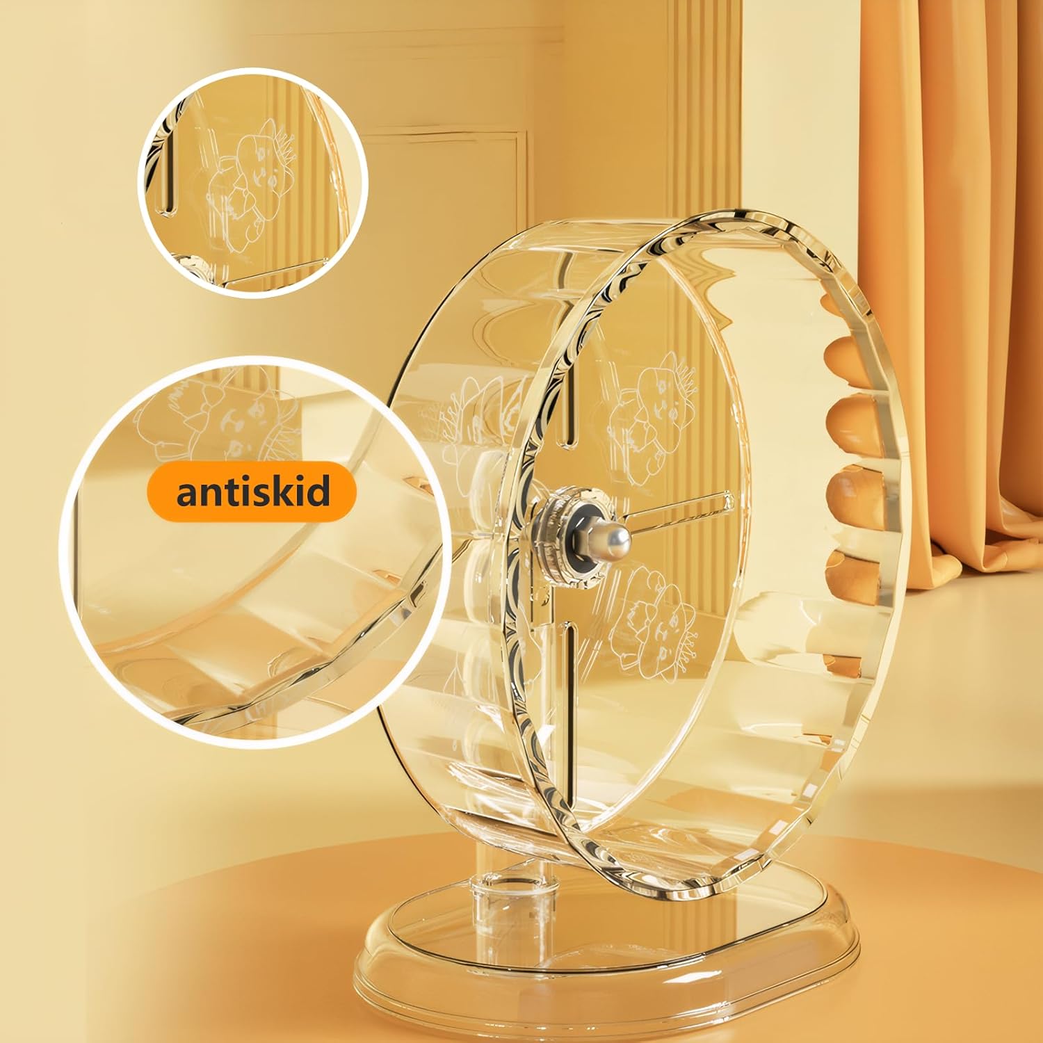 Silent Hamster Wheel – 8.3 Inch Syrian Hamster Running Wheel, Anti-Skid & Height Adjustable, Easy to Clean (8.3inch)