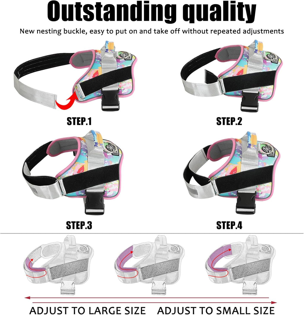 Bolux Dog Harness, No-Pull Reflective Dog Vest, Breathable Adjustable Pet Harness with Handle for Outdoor Walking - No More Pulling, Tugging or Choking (Medium (Pack of 1), OilPainting)