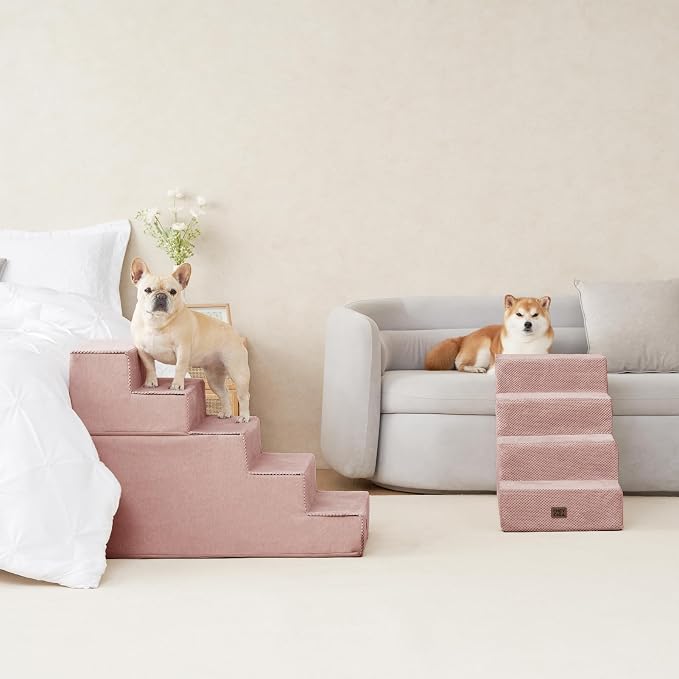 EHEYCIGA Dog Stairs for Bed 20" H, 4-Step Extra Wide Dog Steps for High Bed - Image 5
