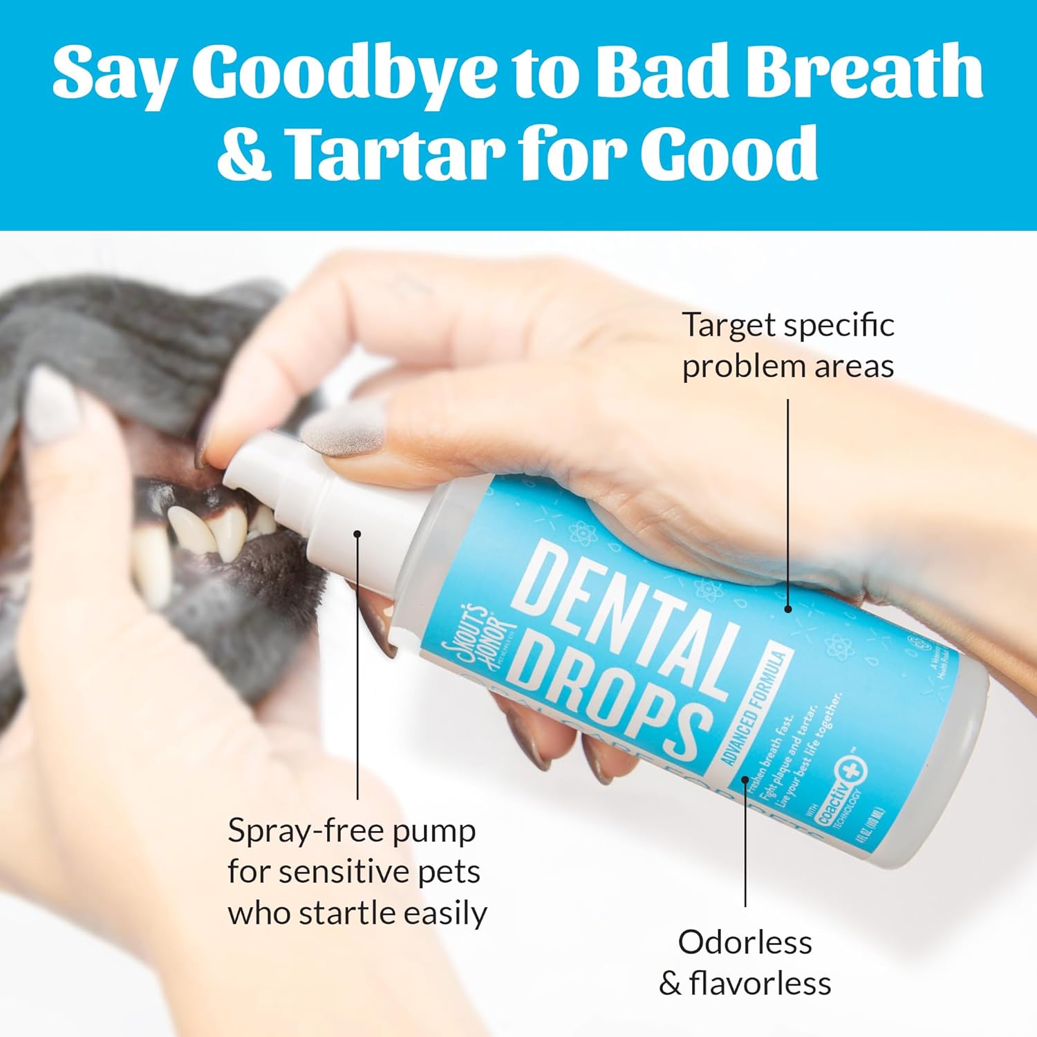 SKOUT'S HONOR Advanced Dental Drops - Fights Plaque and Tartar, Freshens Breath Fast, No Brushing Required, 4oz, 2-Pack