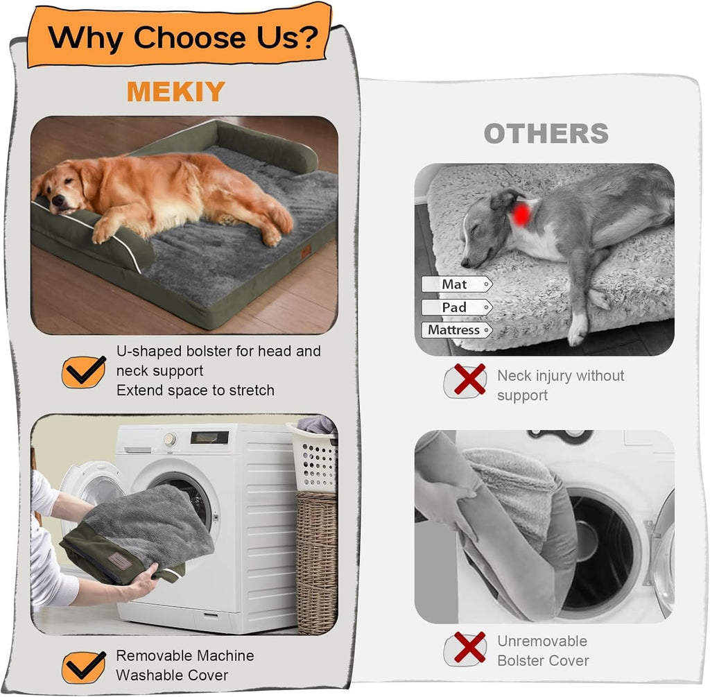 Small Dog Bed Waterproof Orthopedic Dog Beds for Medium Sized Dogs Comfy Pet Cat Bed with Sides, Washable Removable Cover