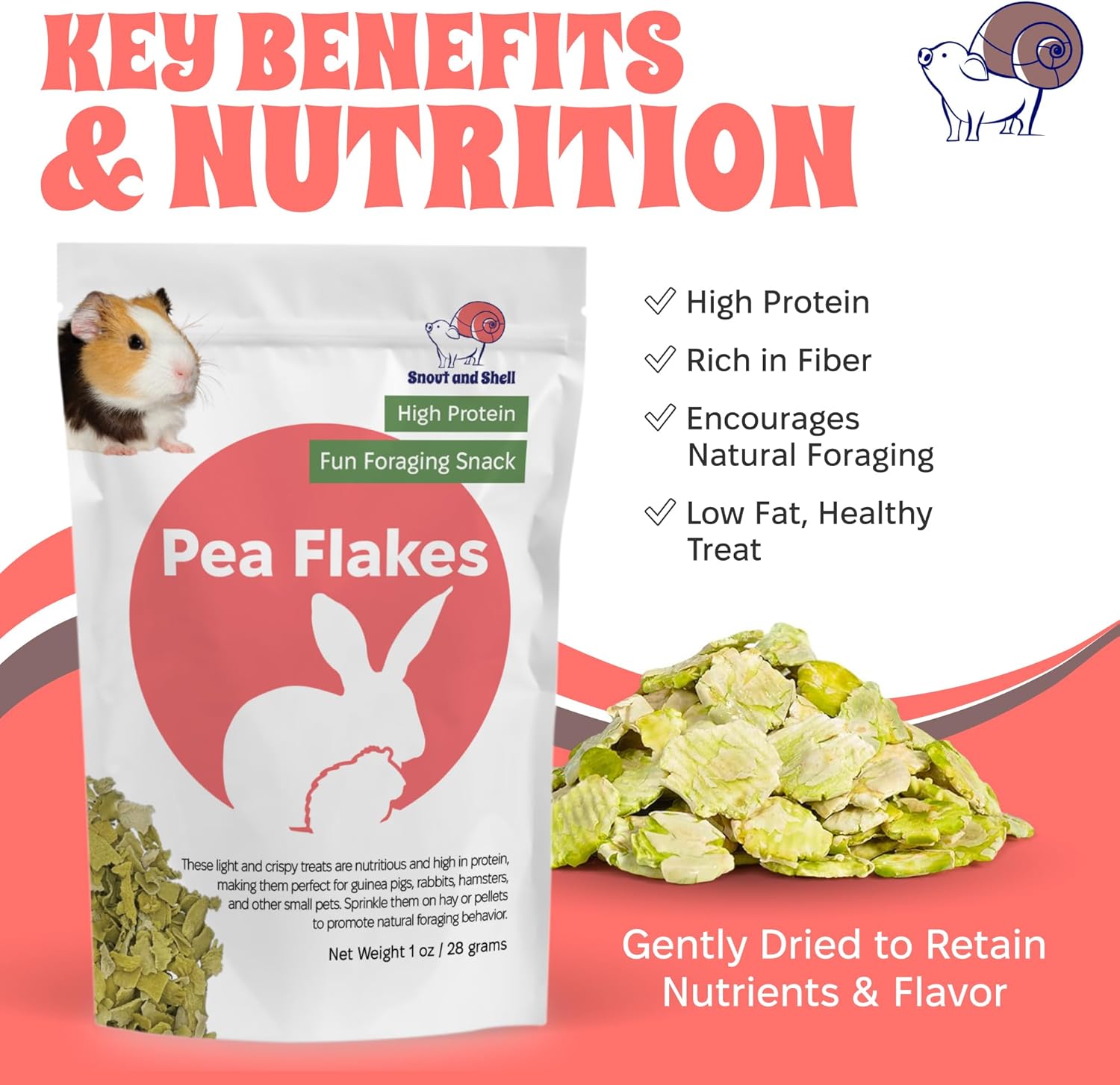 Snout and Shell Floral Favorites 4-in-1 Natural Treats for Small Pets – Pea Flakes, Marigold, Rose Petals & Hibiscus – Healthy Snacks for Rabbits, Guinea Pigs, Chinchillas & More