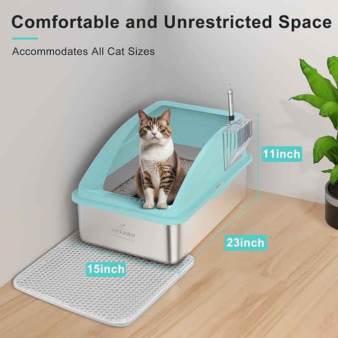 AIPERRO Stainless Steel Litter Box | XL Enclosed Cat Litter Boxs - Image 6