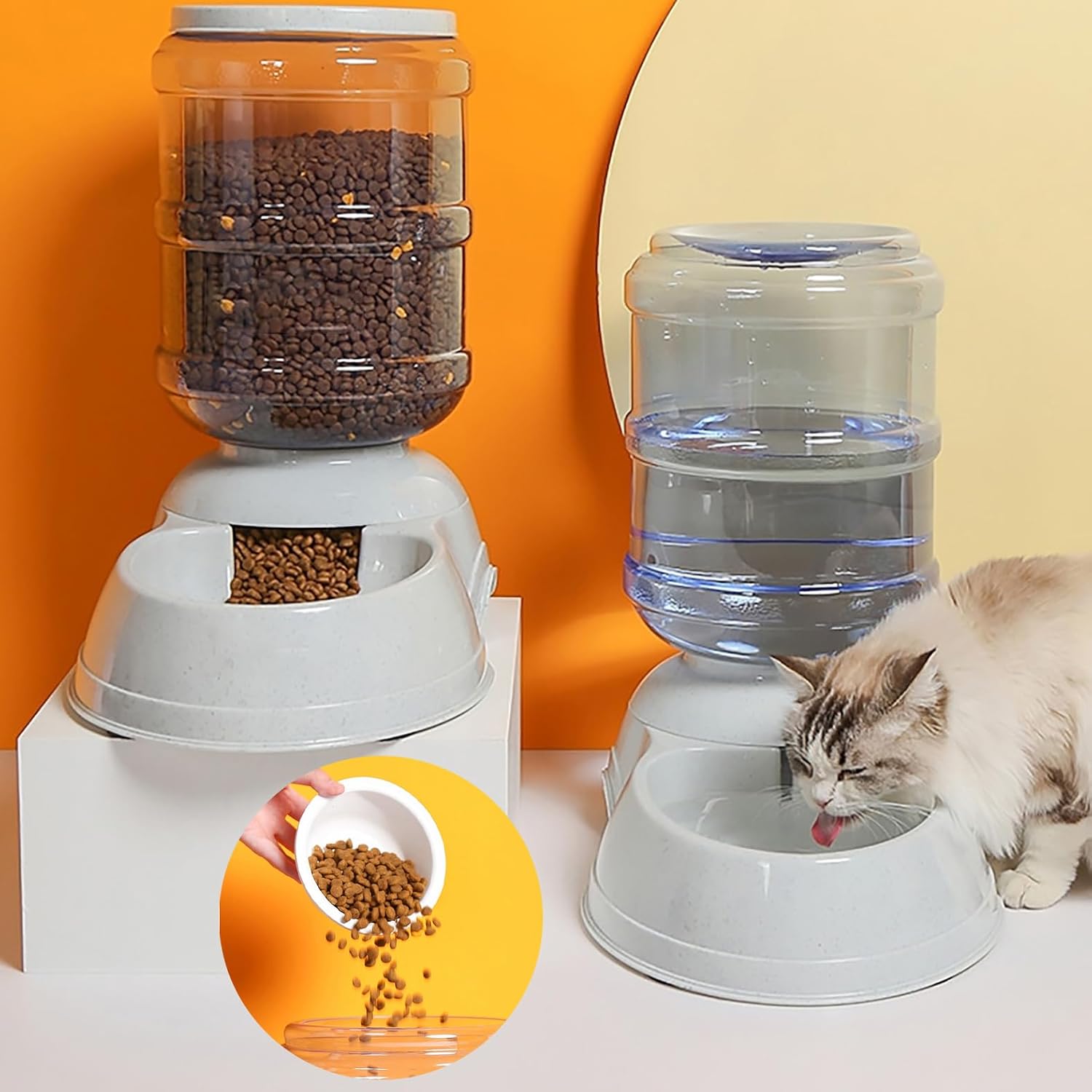 Automatic Dog Feeders, Dog Feeder Dispenser for Large Dogs, 3 Gallon Gravity Automatic Dog Cat Feeder Station, Dry Food Storage Container Bowl for Adult Dogs