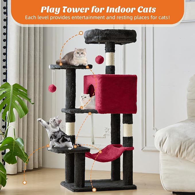 DUMOS Small 44 Inch Cat Tree Tower, Cat Climbing Tower - Image 5