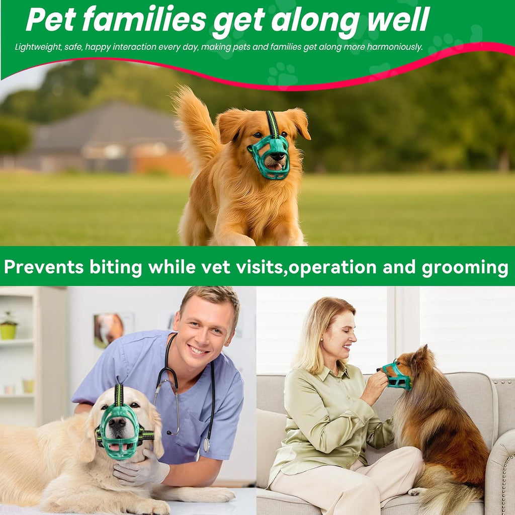 Dog Muzzle, Basket Muzzle for Small Medium Large Dogs, Anti-Biting and Chewing, Lightweight & Sturdy Cage Design, Allows Panting & Drinking, Ideal for Grooming & Training(Green Size S)