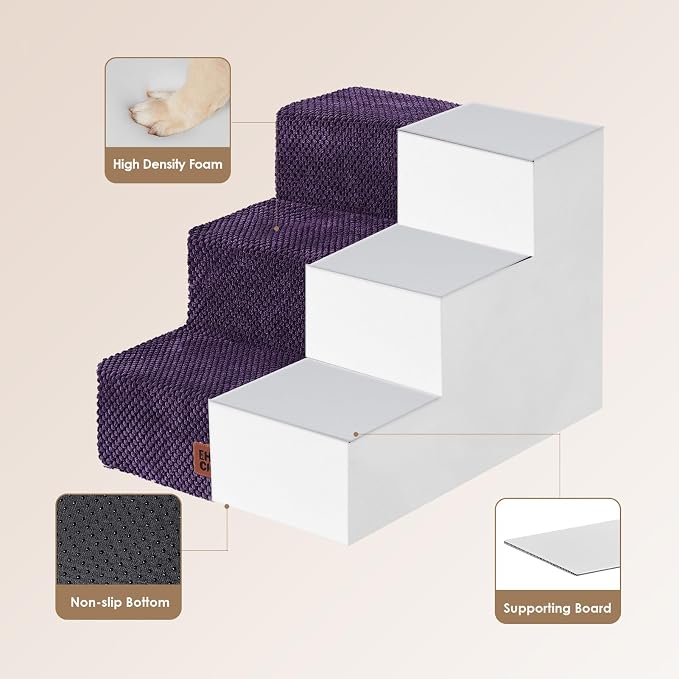 EHEYCIGA Dog Stairs for Small Dogs 13.5" H, 3-Step Dog Steps for Couch Sofa and - Image 3