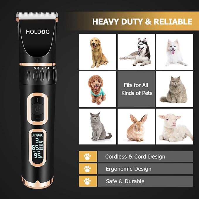 Dog Clippers Professional Heavy Duty Grooming Clipper 3-Speed Low Noise High - Image 3