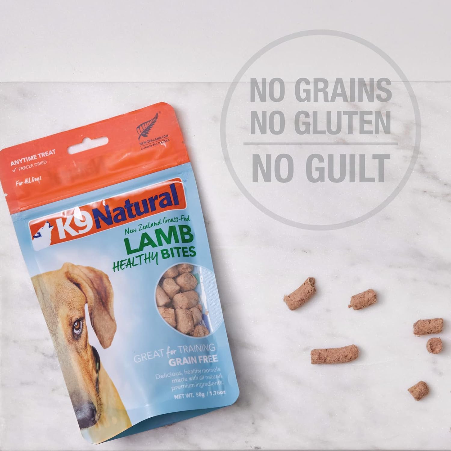 K9 Natural, Freeze-Dried Single Ingredient Dog Treats, High-Value, Low-Calorie Protein Bites for Active Dogs, Healthy Dog Training Treats, Grain-Free Reward, Beef Lung, 2.1oz (Pack of 2)