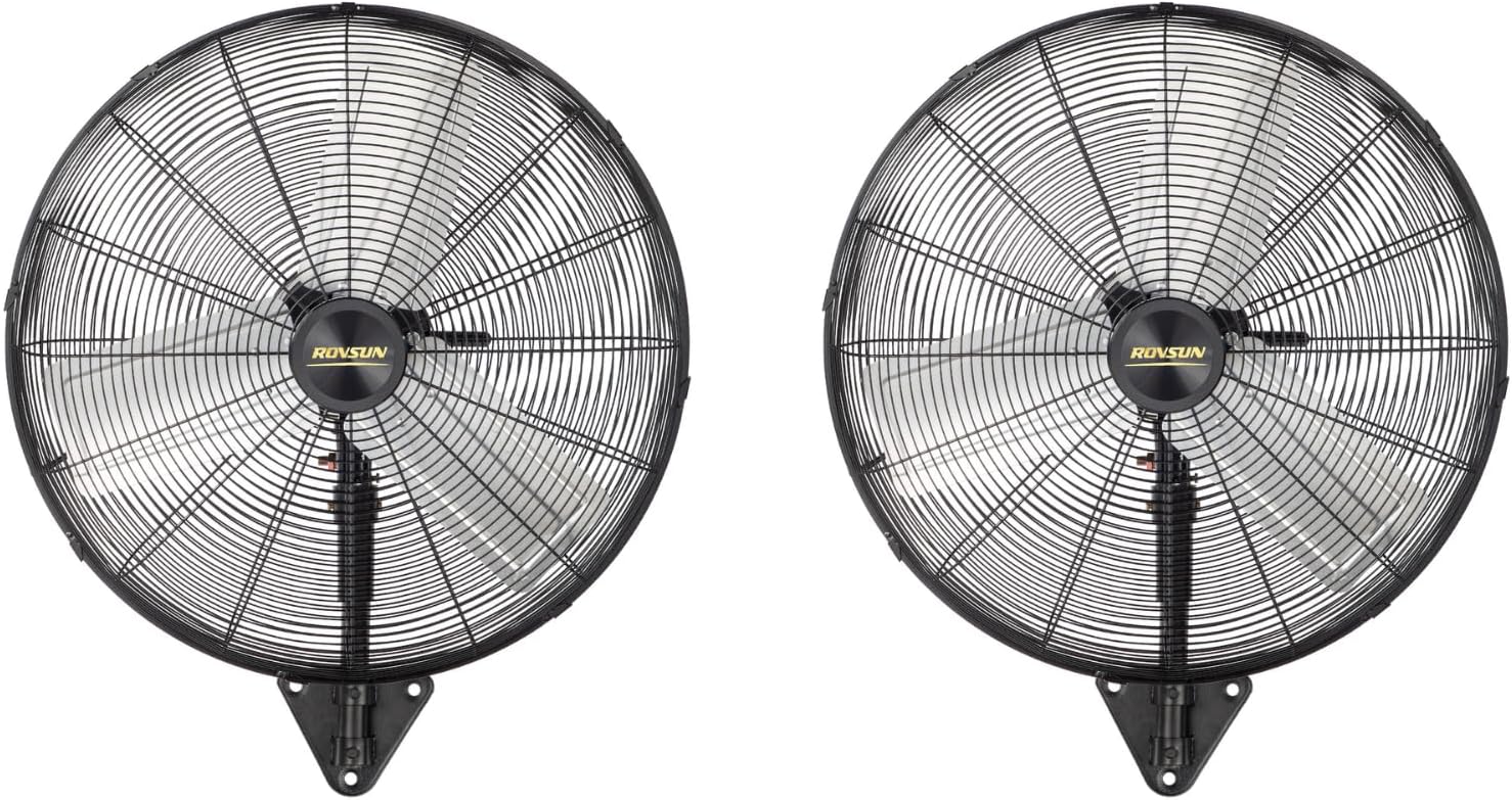 ROVSUN 30" Wall Mounted Fan, High Velocity Industrial Wall Fan with Wide Angle Oscillating, Commercial Ventilation Use, Suit for Garage, Shop, Greenhouse, Gym, UL Listed, 2-Pack