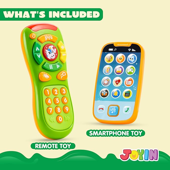 JOYIN Baby Toy Phone, Remote and Smartphone with Music, Fun Learning Musical Toys for Babies, Boys or Girls, Holiday Stocking Stuffers, Birthday Gifts for Kids, Gift for Christmas