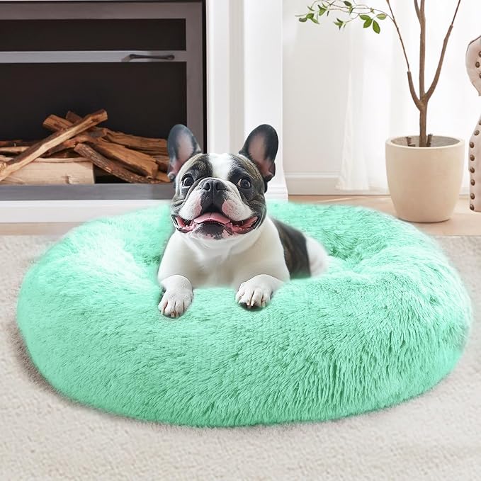 JOLLYVOGUE Calming Dog Bed Medium Size Dog, 31in Donut Washable Medium Pet Bed by JOLLYVOGUE