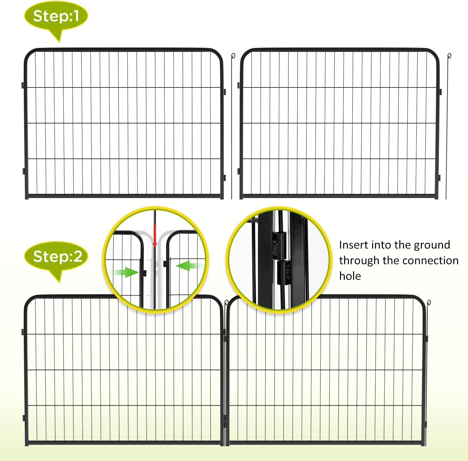 BestPet | Dog Playpen | 24 Inch, 12 Panels | Heavy Duty Metal Pet Exercise Pen | Indoor Outdoor Fence Panels | Rust-Resistant, Removable, Tool-Free Setup | Anti-Skid, Expandable Design