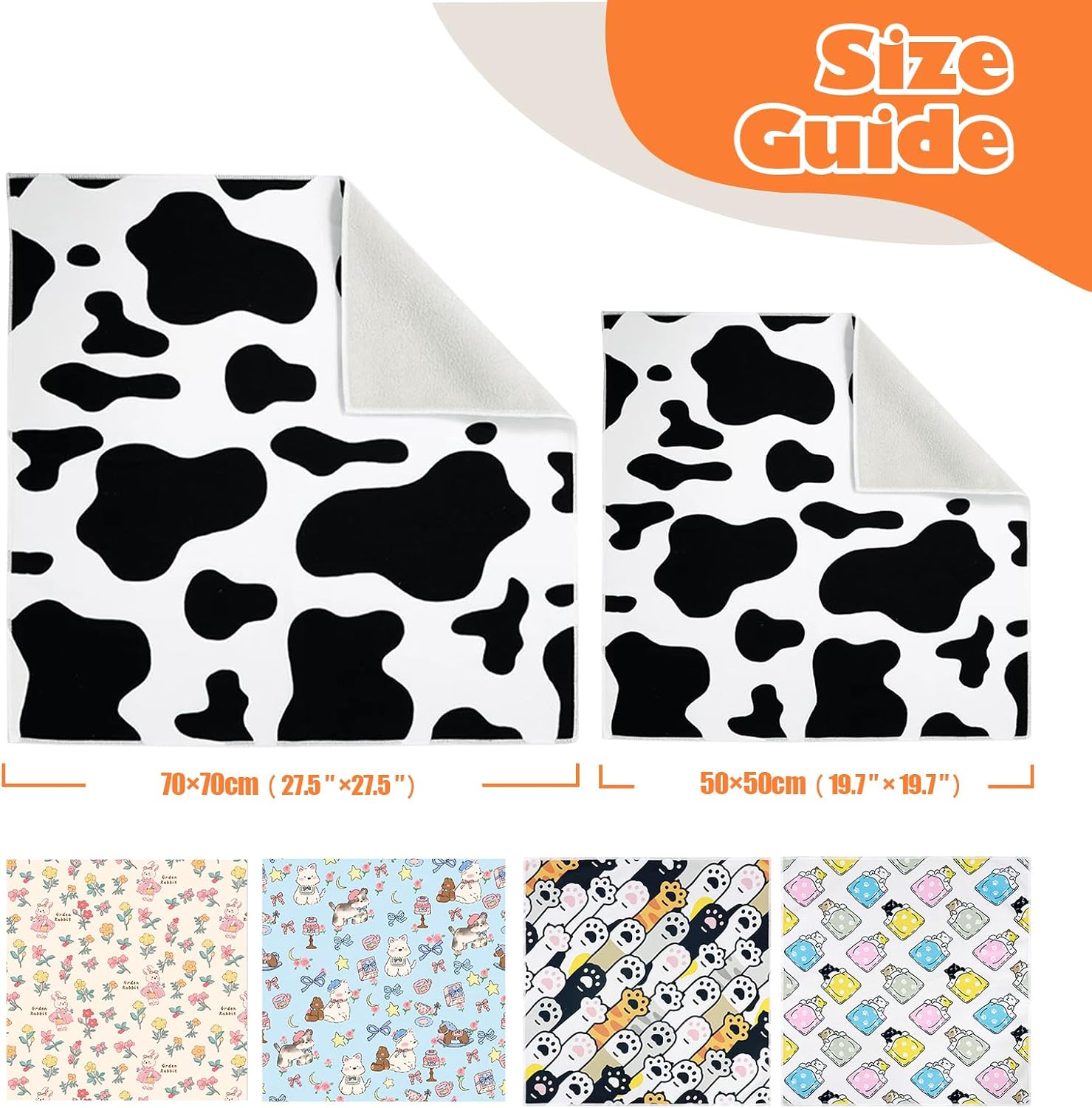 Cat Grooming Wrap, Cat Wrap Self-Adherent, Anti-Scratch Anti-Bite, Anti-Escape Grooming Bag for Cats Nail Clipping, Ear Cleaning, and Teeth Brushing (27.6 × 27.6" Cow Pattern)