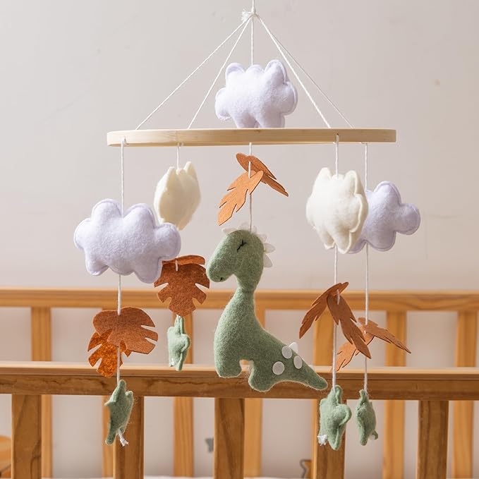 GOODMOM Dinosaur Baby Crib Mobile | Boys Nursery Decoration | Wooden Mobile for Crib | Dinosaur Nursery Mobile Theme | Newborn Baby Stuff | Baby Shower Gift for Boys & Girls | Easy Assembly & Durable