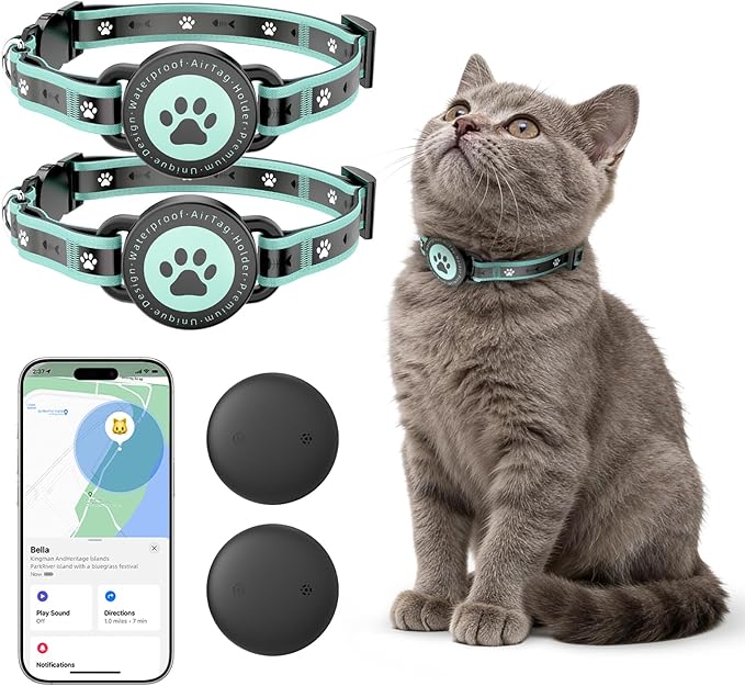 GPS Cat Tracker Collar, Smart Pet Activity Tracker, No Monthly Fee, Work by Vebiso