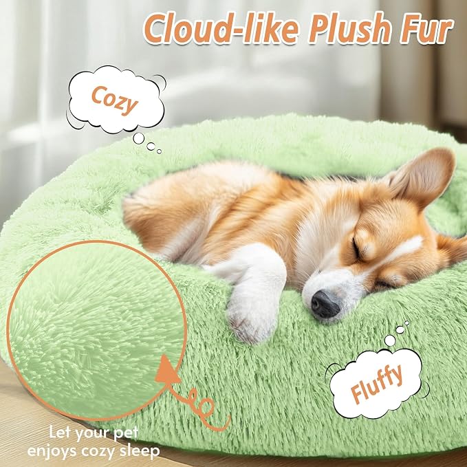 JOLLYVOGUE Calming Dog Beds Large Sized Dog, 36in Donut Washable Large Pet Bed - Image 2