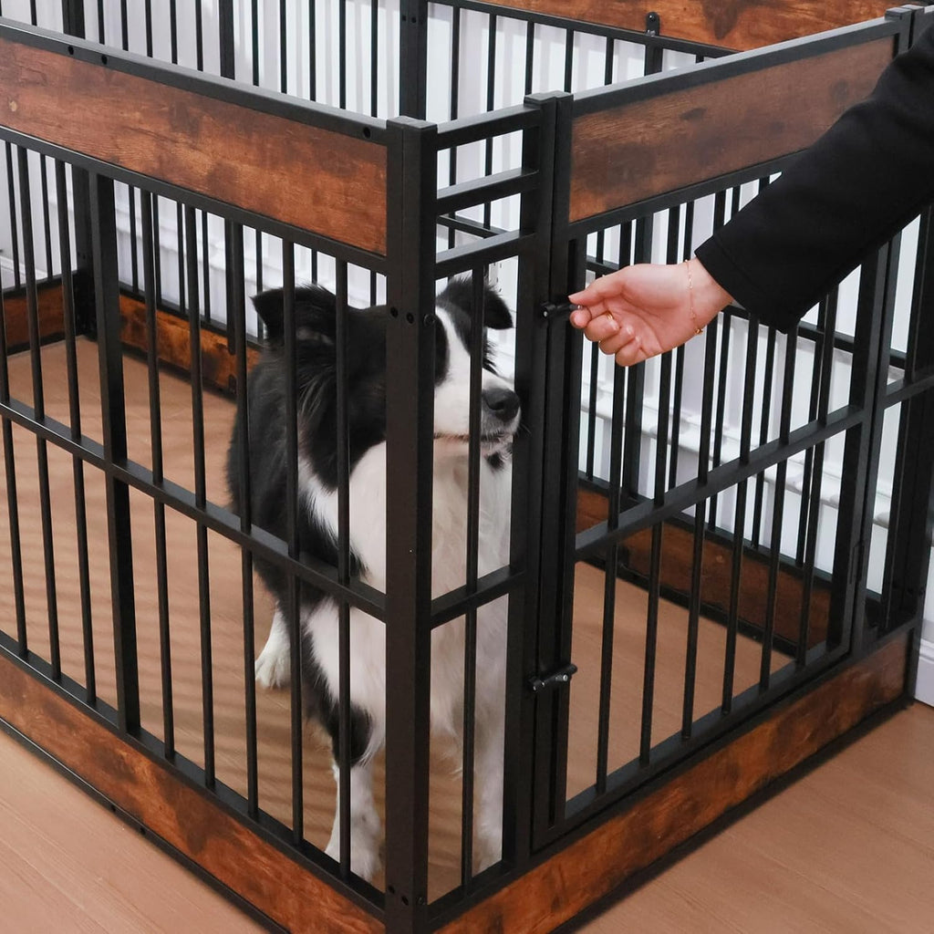 Dog Playpen, 35.4" Height Dog Pen Indoor, Heavy Duty, Safe and Sturdy, Furniture Style Puppy Pen (12 Panels (35.4" High), Rustic Brown)