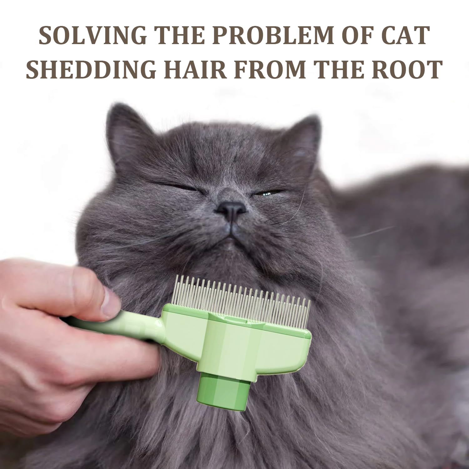 2-Pack Pet Hair Removal Comb & Flea Comb with Release Button for Cats & Dogs - Grooming Brush for Short/Long Hair Green & Yellow