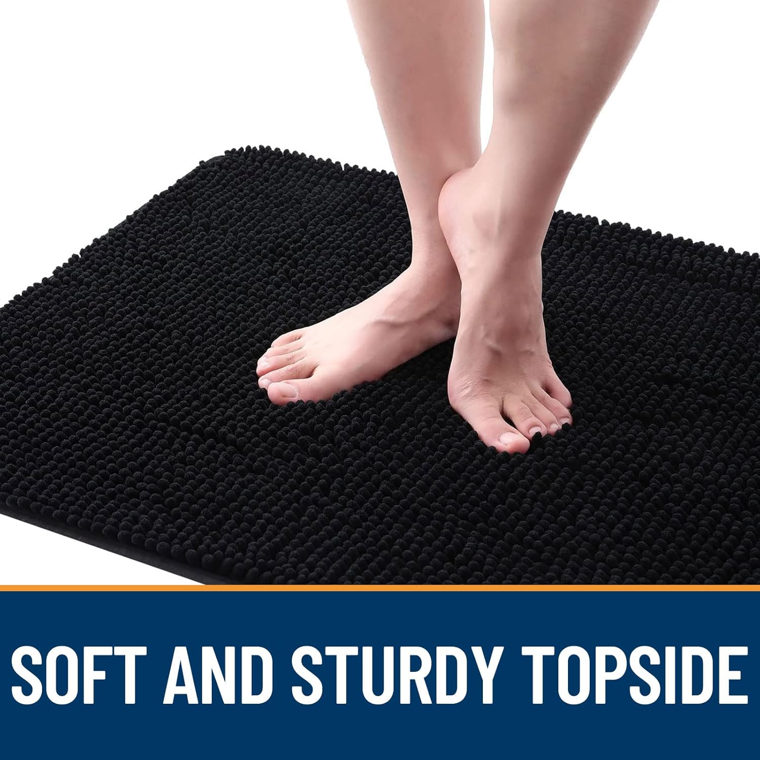 OLANLY Dog Door Mat for Muddy Paws 47x32, Absorbs Moisture and Dirt, Absorbent Non-Slip Washable Doormat, Quick Dry Chenille Mud Mat for Dogs, Entry Indoor Entryway Carpet for Inside Floor, Black