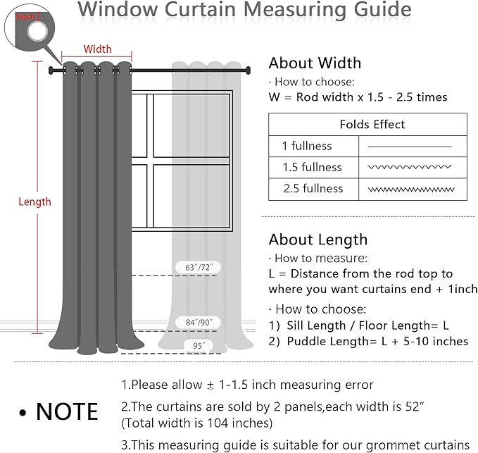 MYSKY HOME Beige Curtains for Bedroom 90 Inches Long Living Room Curtain with Beige Pom Pom Sheer for Dining Room Grommet Double Layer Nursery Curtain Toddler Room Darkening Window Drapes 52 Wide