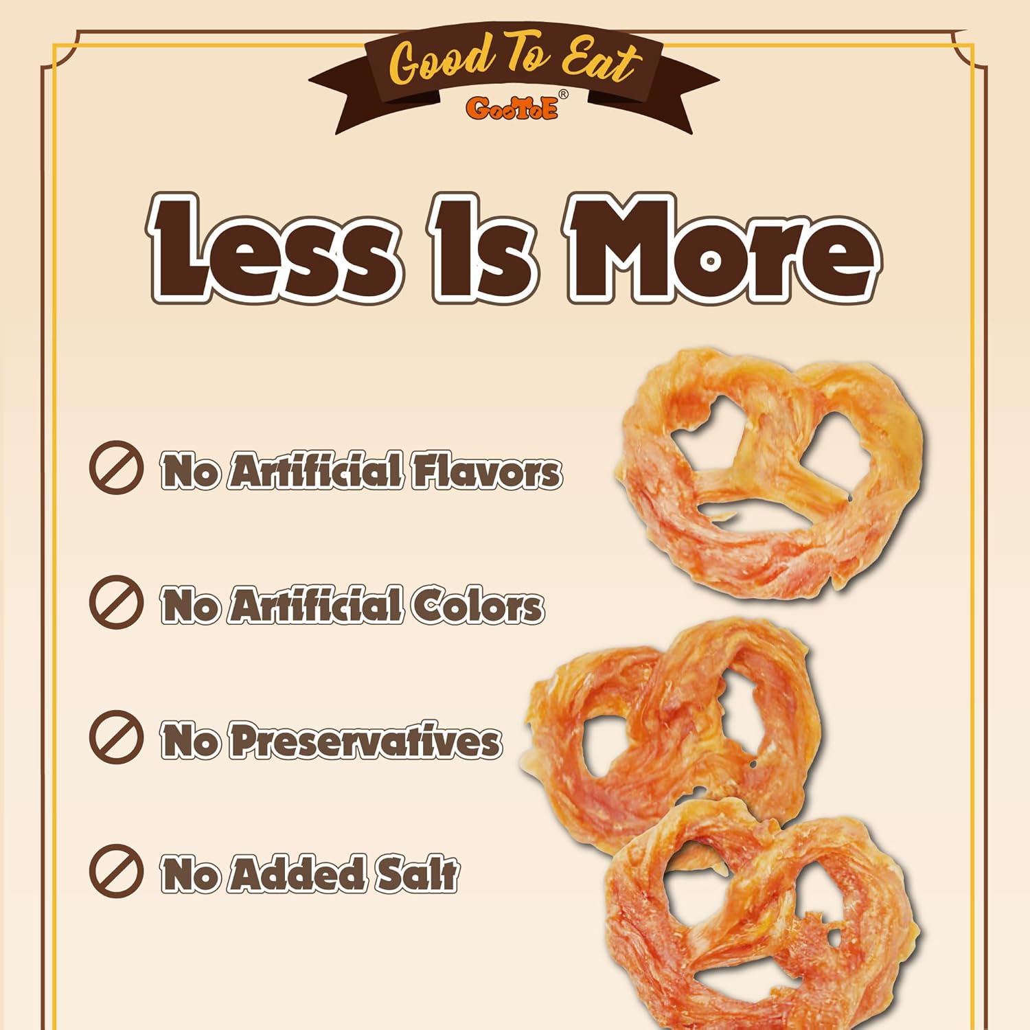 Gootoe Turkey Tendon Dog Treats, Pretzel (M) 3.17 oz, USA-Sourced Turkey Tendon, Natural Snack, Premium Puppy Chews, Hypoallergenic, Reseal Value Bags, Size for Medium Dogs (Pack of 2)