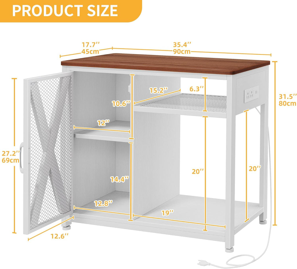 DWVO 40-50 Gallon Aquarium Stand with Power Outlets & LED Light, Cabinet for Fish Tank Accessories Storage - Metal Fish Tank Stand Suitable for Turtle Tank, Reptile Terrarium, 660LBS Capacity, White