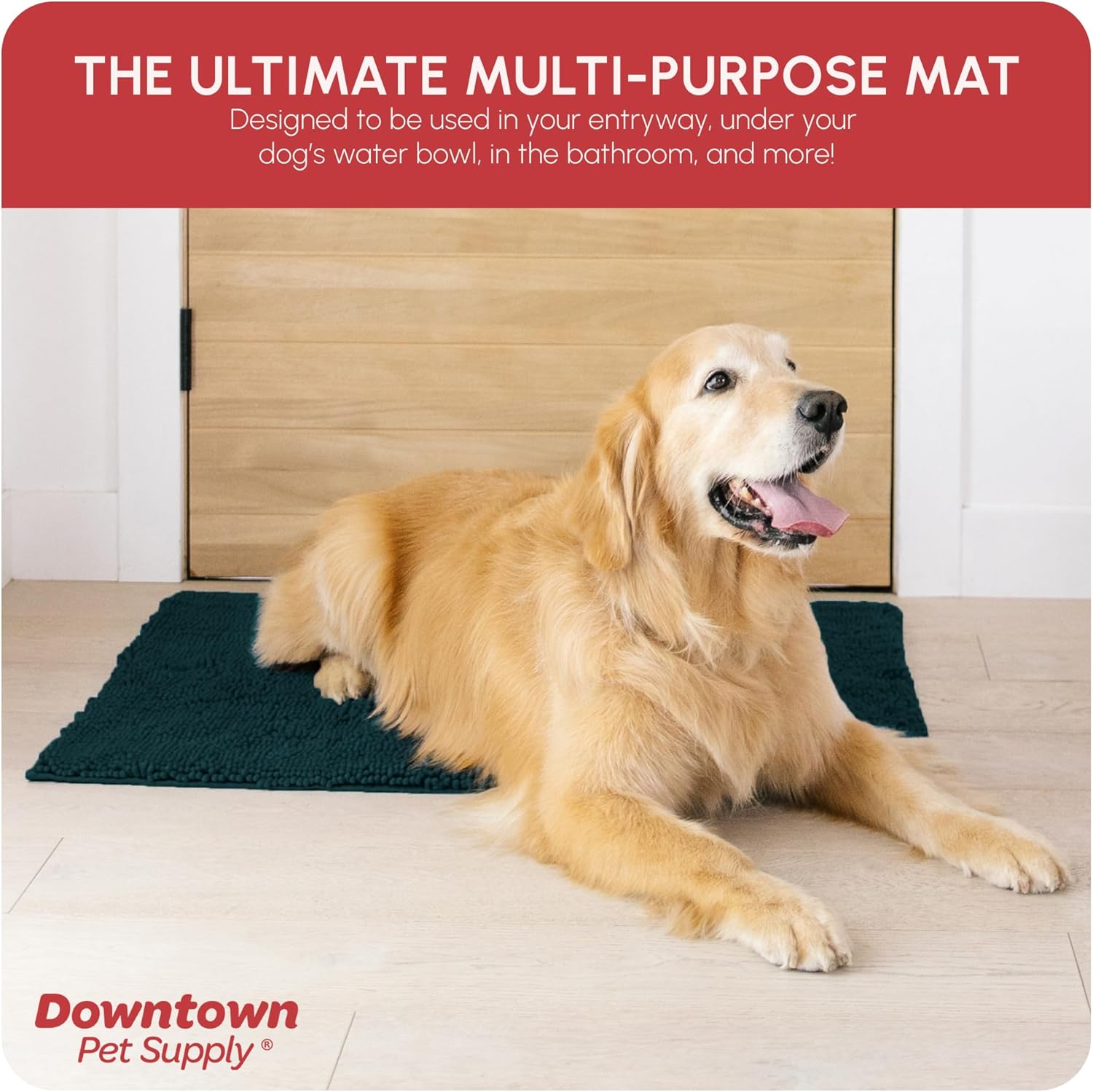 My Doggy Place Microfiber Dog Mat for Muddy Paws, 36" x 26" Teal - Absorbent and Quick-Drying Dog Paw Cleaning Mat, Washer and Dryer Safe - Non-Slip Rubber Backed Dog Floor Mat, Large