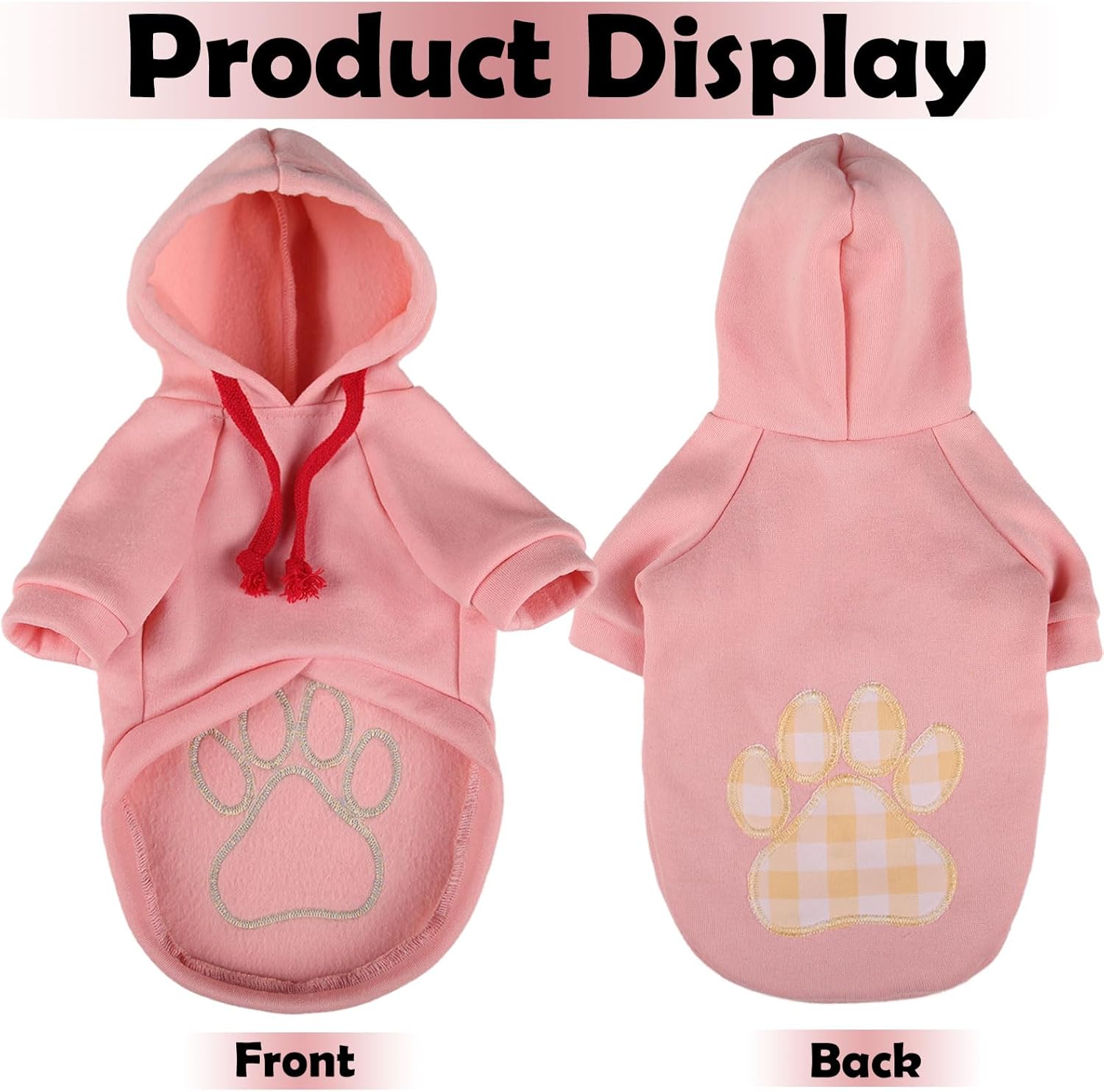 SAWMONG Dog Hoodie,Flannel Pet Hooded Sweater with Hat Puppy Pullover Sweater Shirt,Dog (Pink,L)