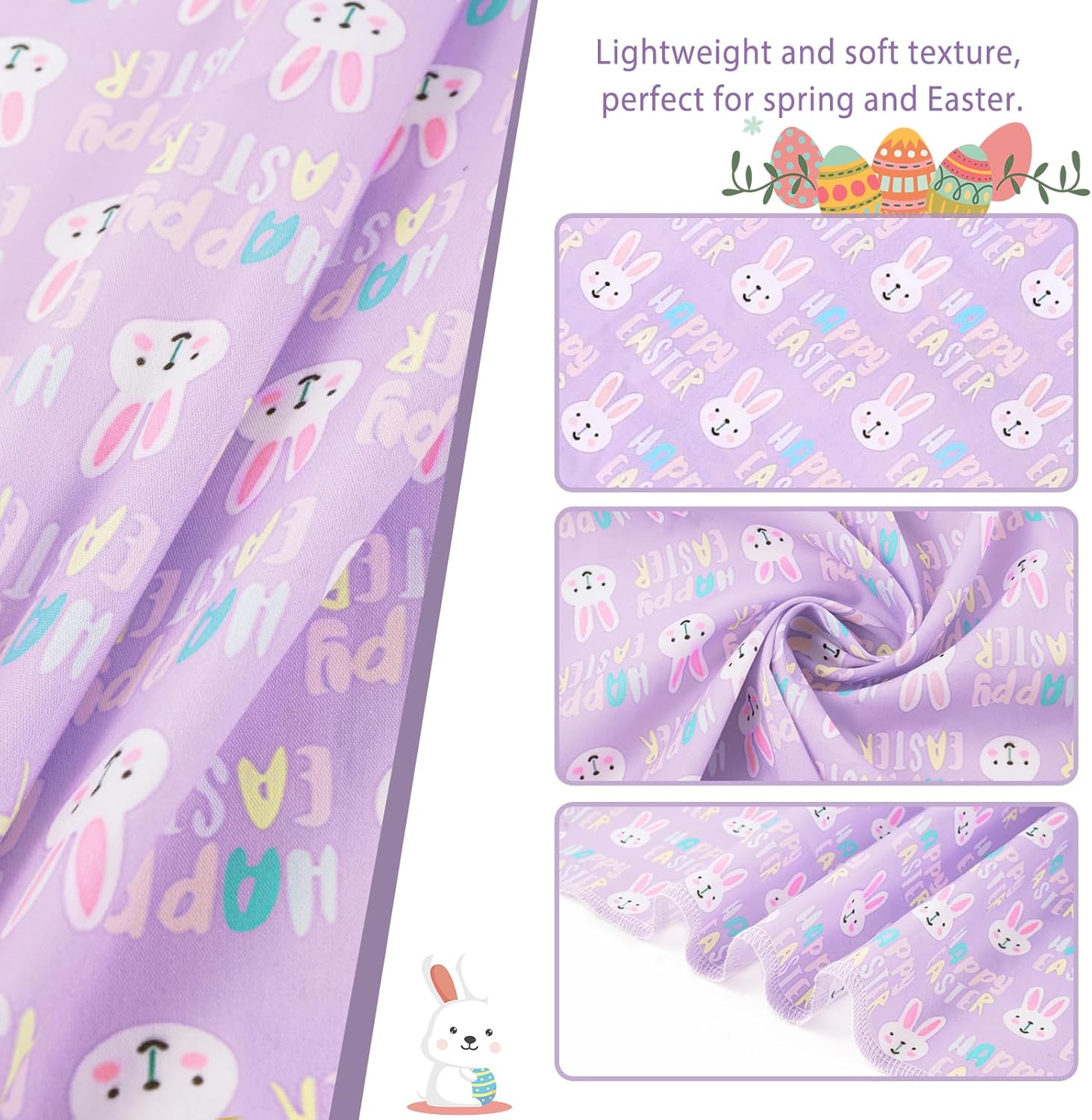 E-Clover Easter Dog Bandana & Matching Scrunchie-Bunny Dog Bandanas Pet Scarf Bib for Medium Large Dogs Girl Boy Owner Gift Purple