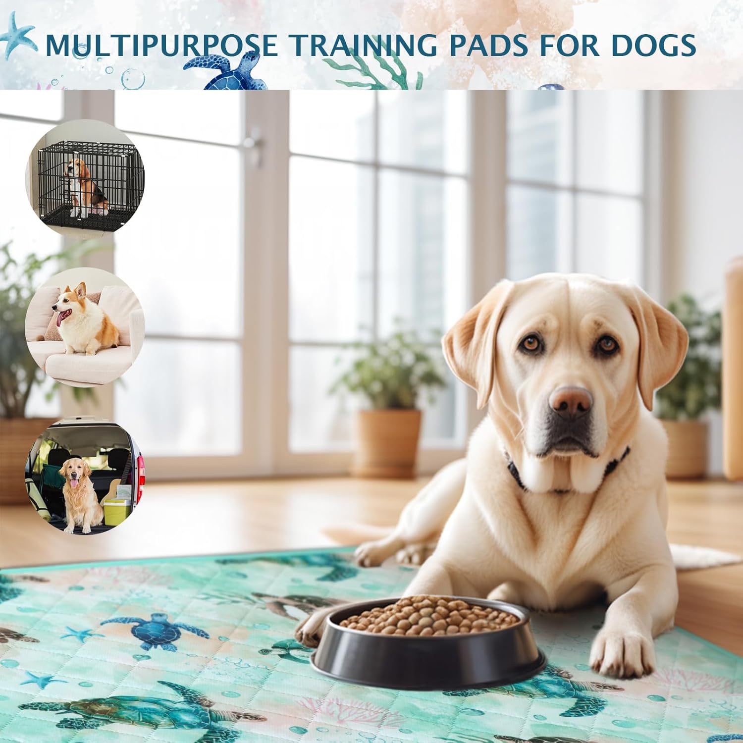 IEUUMLER Washable Pee Pads for Dogs, 1 Pack Reusable Waterproof Puppy Pads, Non-Slip Super Absorbent Dog Training Pad for Playpen Crate Bed EU012