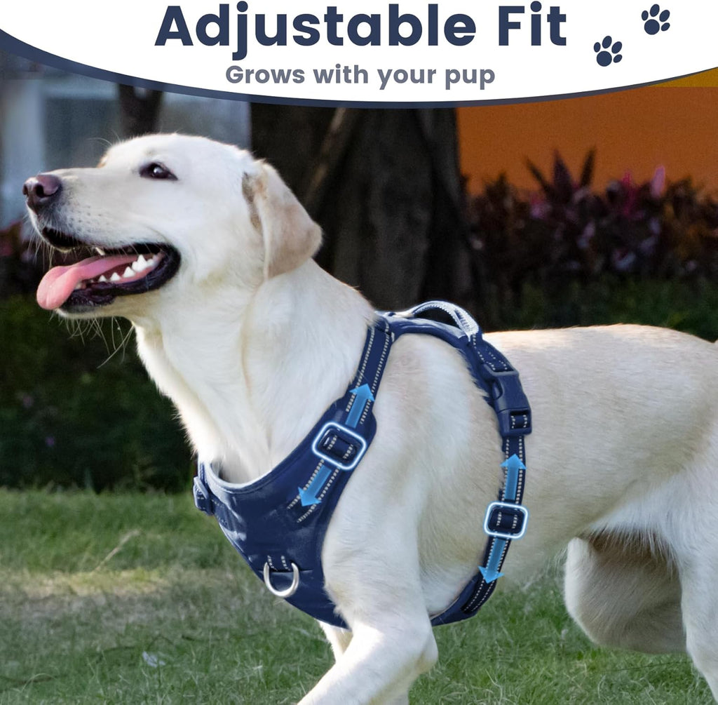 No Pull Dog Harness, Reflective Puppy Vest for Small Medium Large Sized Dog(Prussian Blue,M)