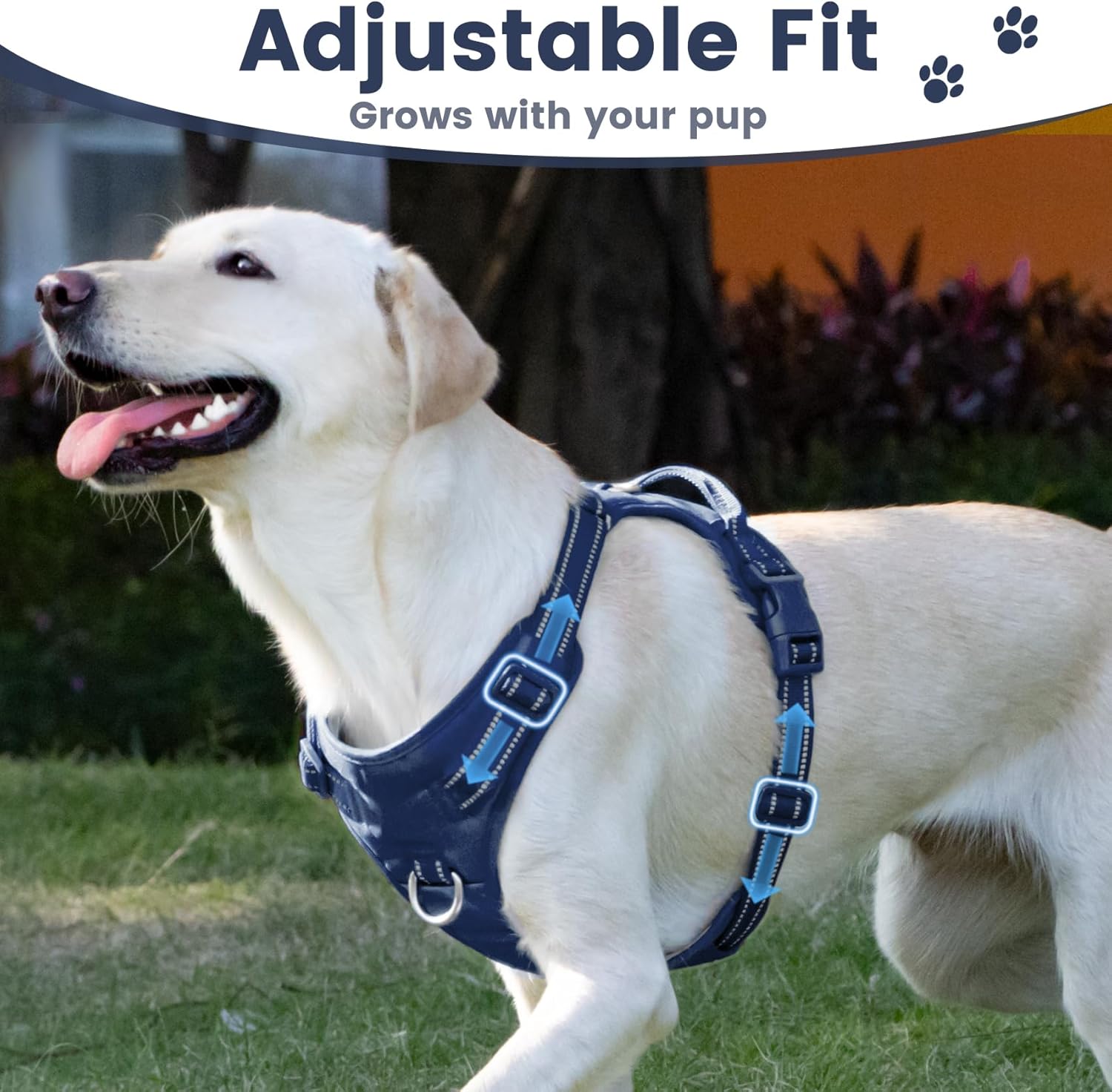 No Pull Dog Harness, Reflective Puppy Vest for Small Medium Large Sized Dog(Prussian Blue,M)
