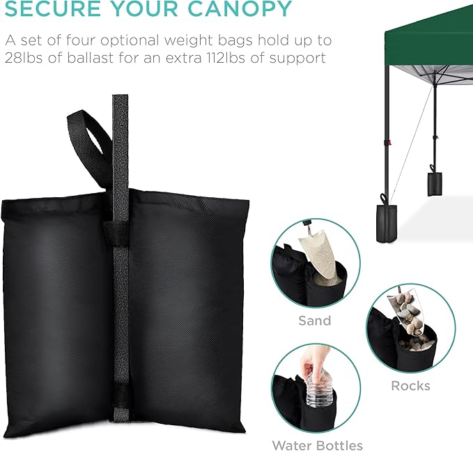 Best Choice Products 12x12ft 1-Person Setup Pop Up Canopy Tent Instant Portable Shelter w/ 1-Button Push, Case, 4 Weight Bags - Forest Green