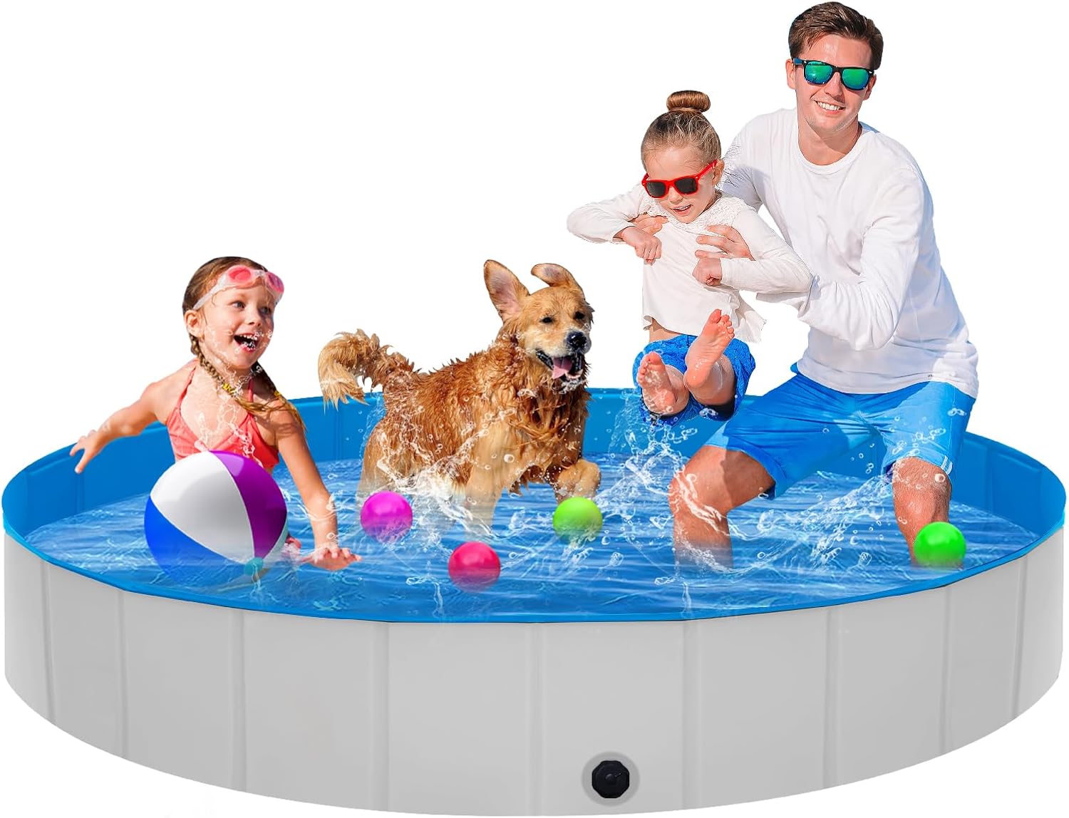 Extra Large Foldable Dog Pool,71"x 12" Portable Anti-Slip Kiddie Pool Hard Plastic, Swimming Pool for Dogs Cats and Kids Pet Puppy Bathing Tub