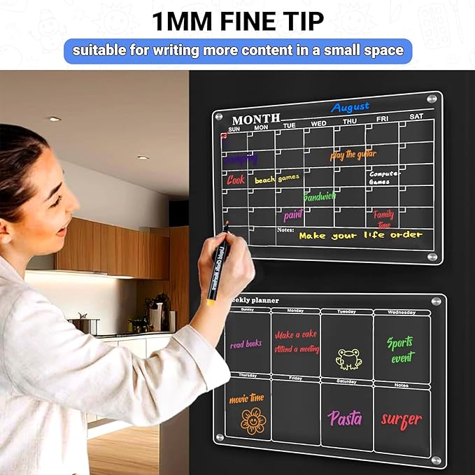 JR.WHITE Liquid Chalk Markers - 18 Pack Wet Erase Markers for Acrylic Fridge Calendar, 1mm Fine Tip Chalkboard Marker for Whiteboard, Blackboard, Glass Board, Window, Mirror, Dry Erase Board