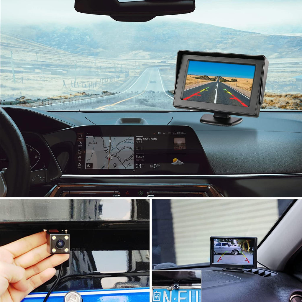 Kairiyard 5Inch Backup Camera, 170° Wide Angle Back up Camera with Monitor Clear Night Vision Waterproof Reverse Rear View Camera System for Car Truck