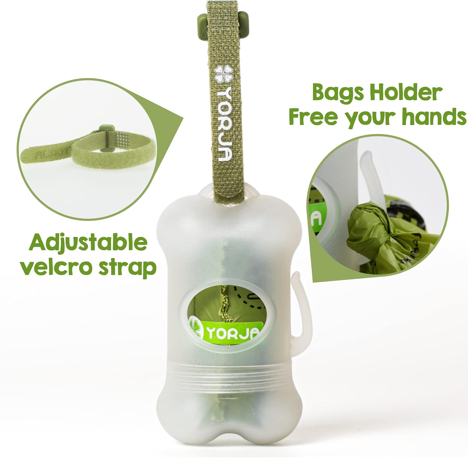 YORJA Dog Poop Bags Rolls with Dispenser & Holder, 510 Pet Waste Bags, 100% Leak Proof Extra Thick and Strong Corn Starch Blend