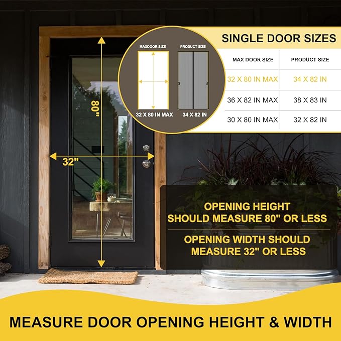 Magnetic Screen Door -Fit for Door Size:32x80 Inch, Hands Free Mesh Partition - Image 2