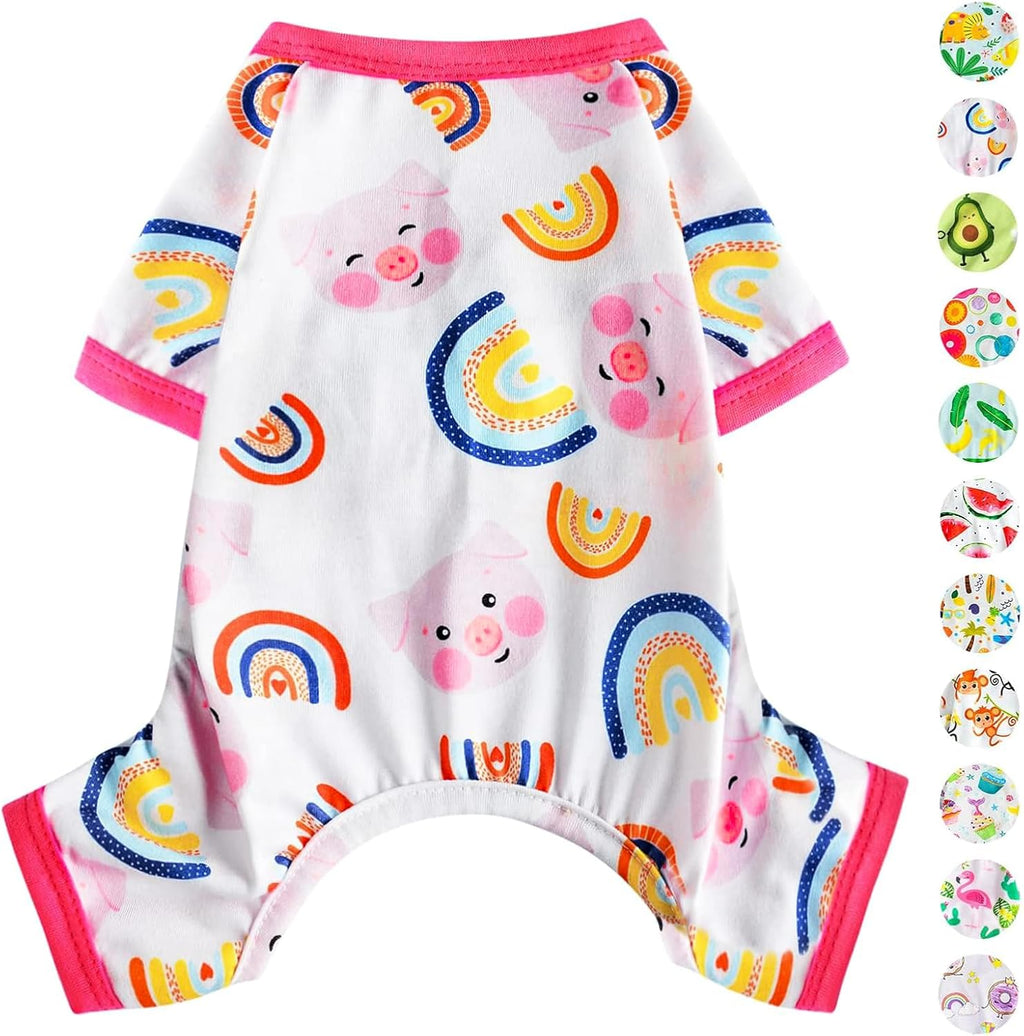 Dog Pajamas Pjs Summer Fall Dog Clothes for Small Dogs Girl - Boy - Medium Size Dogs, Soft Stretchy Puppy Clothes Doggie Onesies Cat Pet Jammies Outfit (Pig Pink, X-Small)